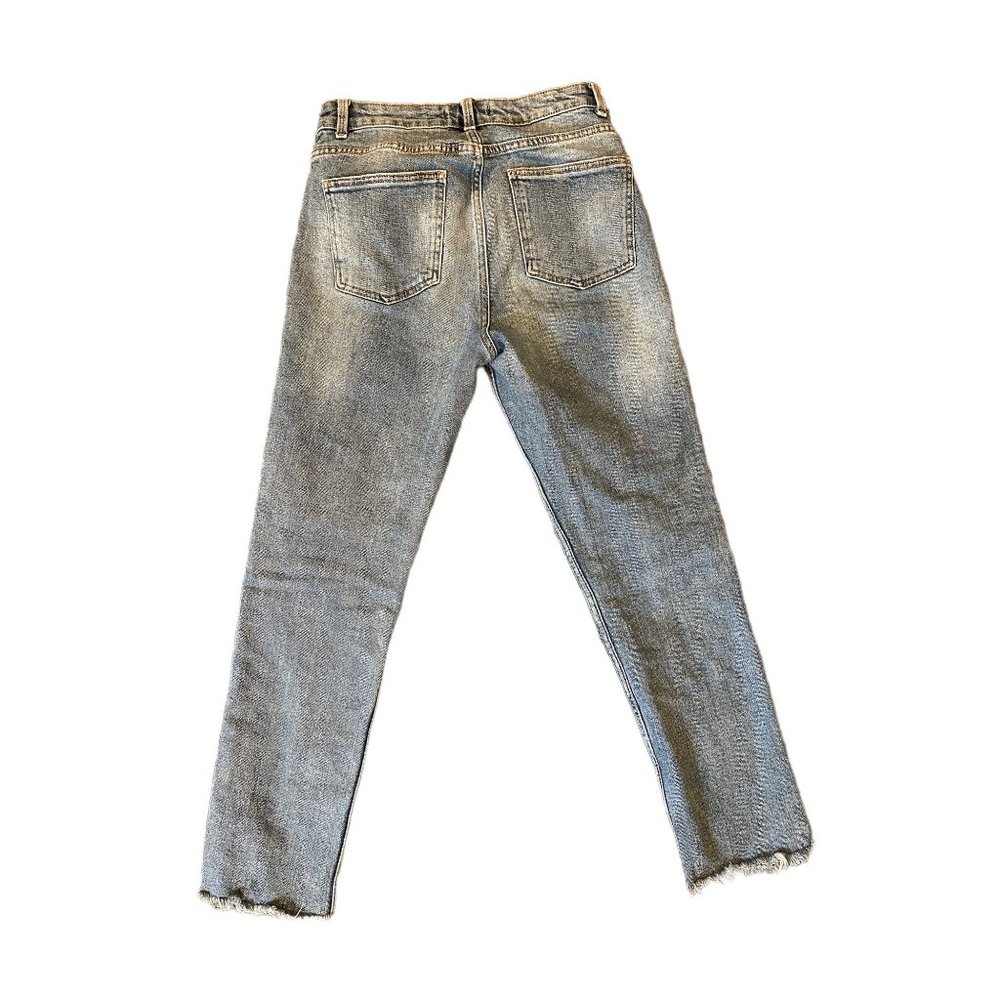 Denim & Co Blue High Rise Jeans Distressed Leg Cuffs Size 6 - Picture 2 of 6
